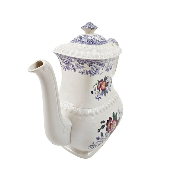 Copeland Spode Mayflower Coffee Pot Lid Floral Lavender Border Vintage England - Picture 4 of 11